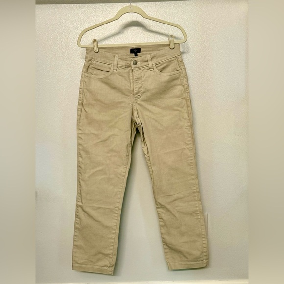 NYDJ Women’s Straight Leg Ankle Mid Rise Tan Denim Jeans Lift Tuck Tech. Sz 8 - Picture 1 of 10